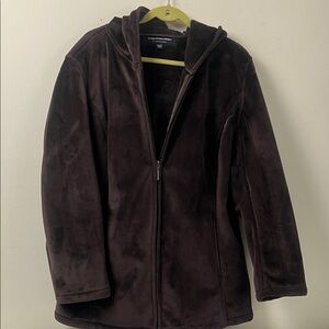 Women’s Impermeable Teddy Jacket 1X Brown Hooded Zip
